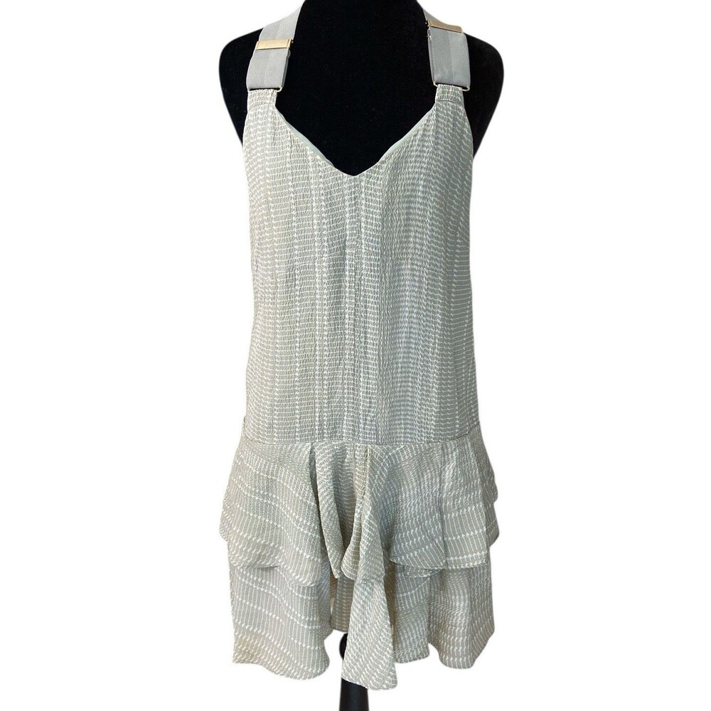 Derek Lam 10 Crosby Dress Woman Size‎ 2 Green Ruffle Mini Silk